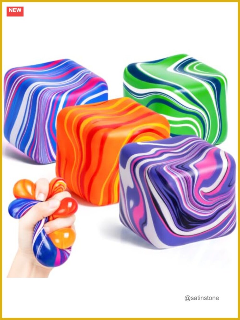4 Pack Stress Cube Squishies Slow Rising Sensory Fidget Toys